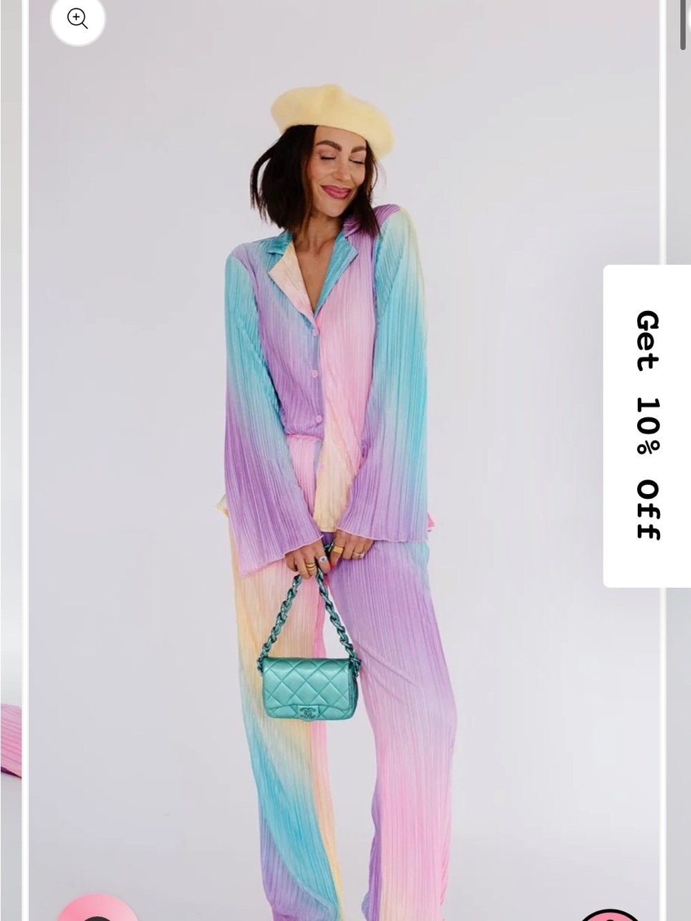 Dressed in Lala Long Sleeve Plissé Set in Rainbow Daydream M *HEMMED*